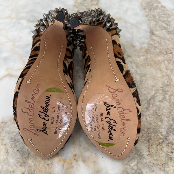 NWT Sam Edelman Lorissa Pony Leopard Spiked Heels - Picture 7 of 14